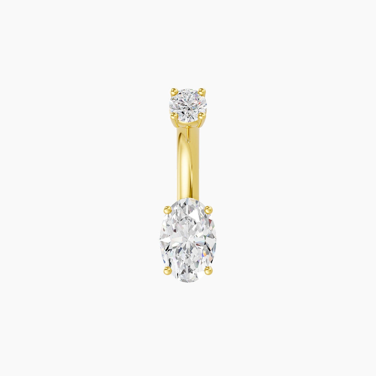 Nut | 18k Yellow Gold 6 mm 6 mm Oval Diamond Belly Piercing