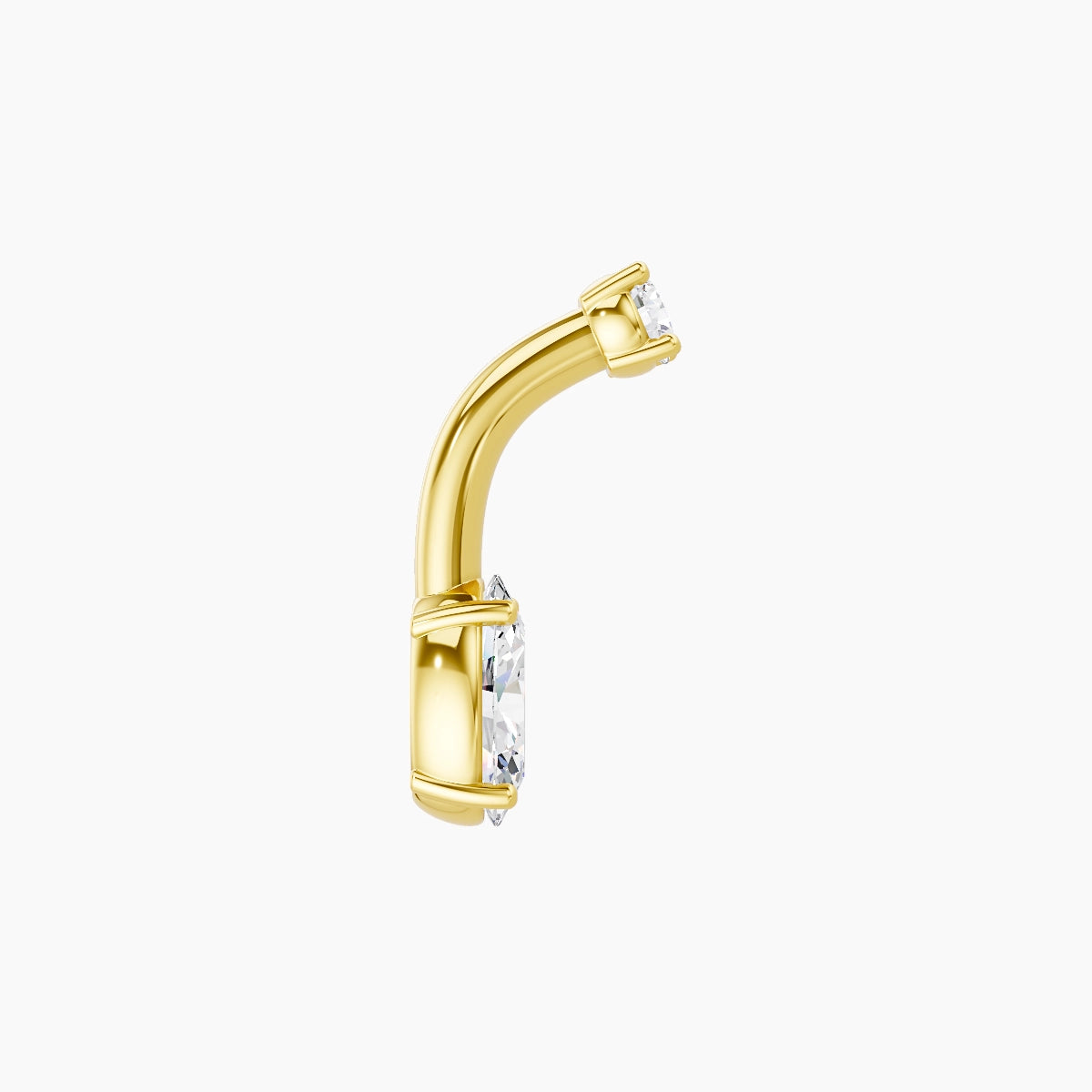 Nut | 18k Yellow Gold 6 mm 6 mm Oval Diamond Belly Piercing