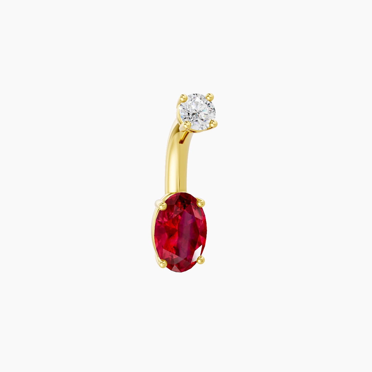 Nut | 18k Yellow Gold 6 mm 6 mm Oval Ruby & Diamond Belly Piercing