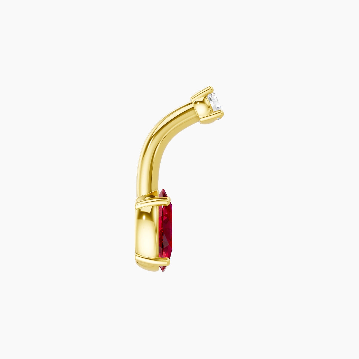 Nut | 18k Yellow Gold 6 mm 6 mm Oval Ruby & Diamond Belly Piercing