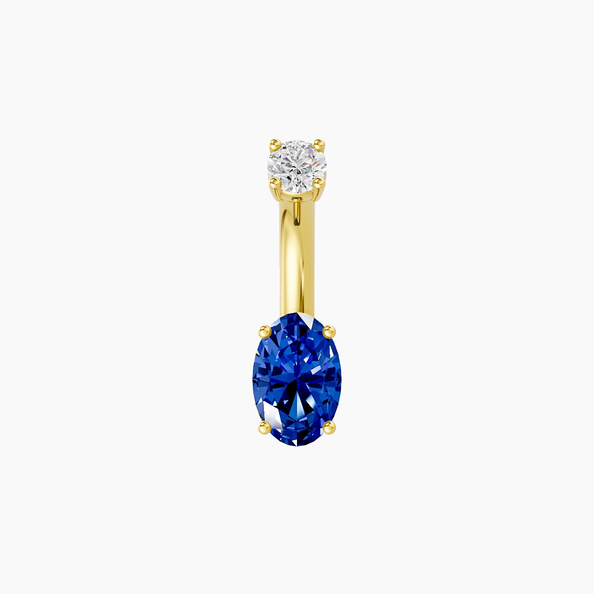 Nut | 18k Yellow Gold 6 mm 6 mm Oval Sapphire & Diamond Belly Piercing
