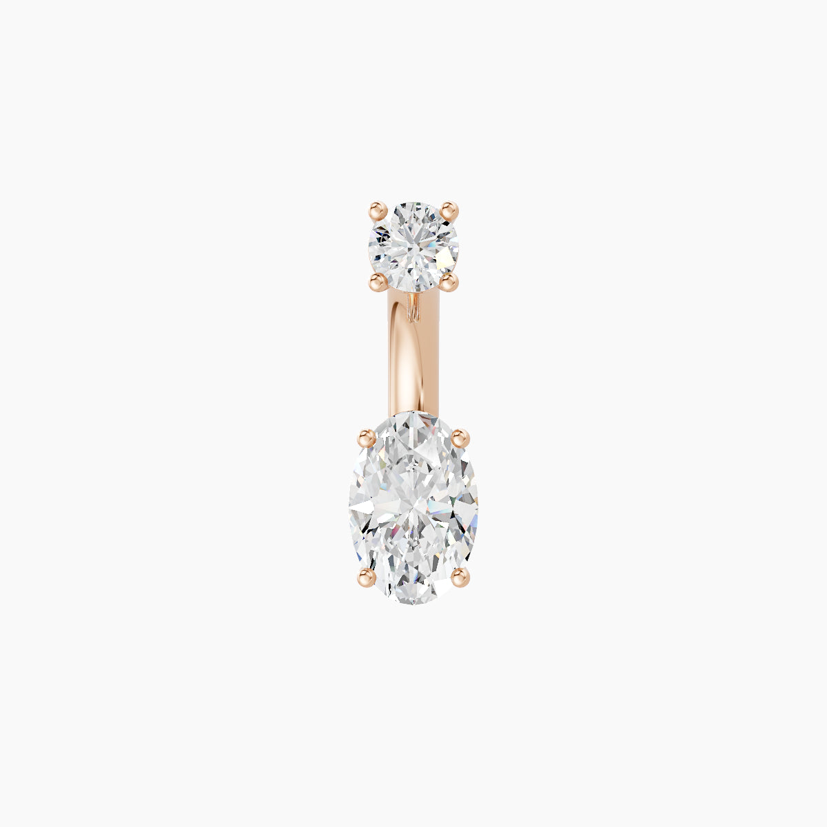 Nut | 18k Rose Gold 6 mm 6 mm Oval Diamond Navel Piercing