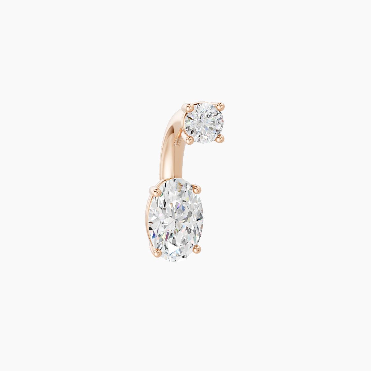 Nut | 18k Rose Gold 6 mm 6 mm Oval Diamond Navel Piercing