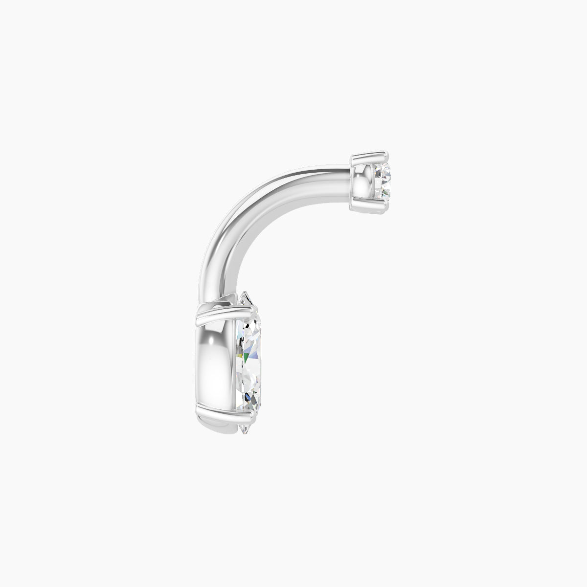 Nut | 18k White Gold 6 mm 6 mm Oval Diamond Navel Piercing