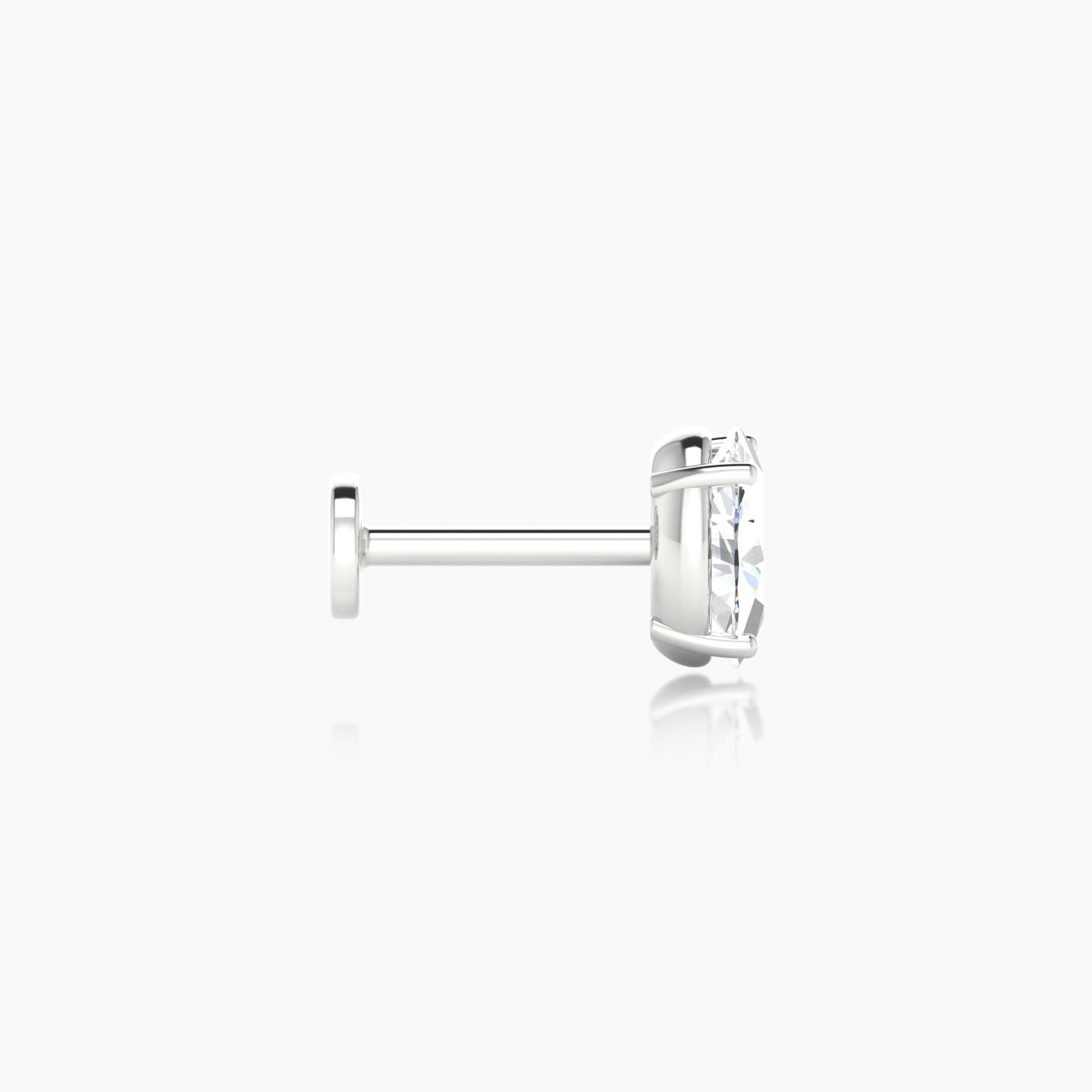 Nut | 18k White Gold 6 mm 6.5 mm Oval Diamond Nose Piercing