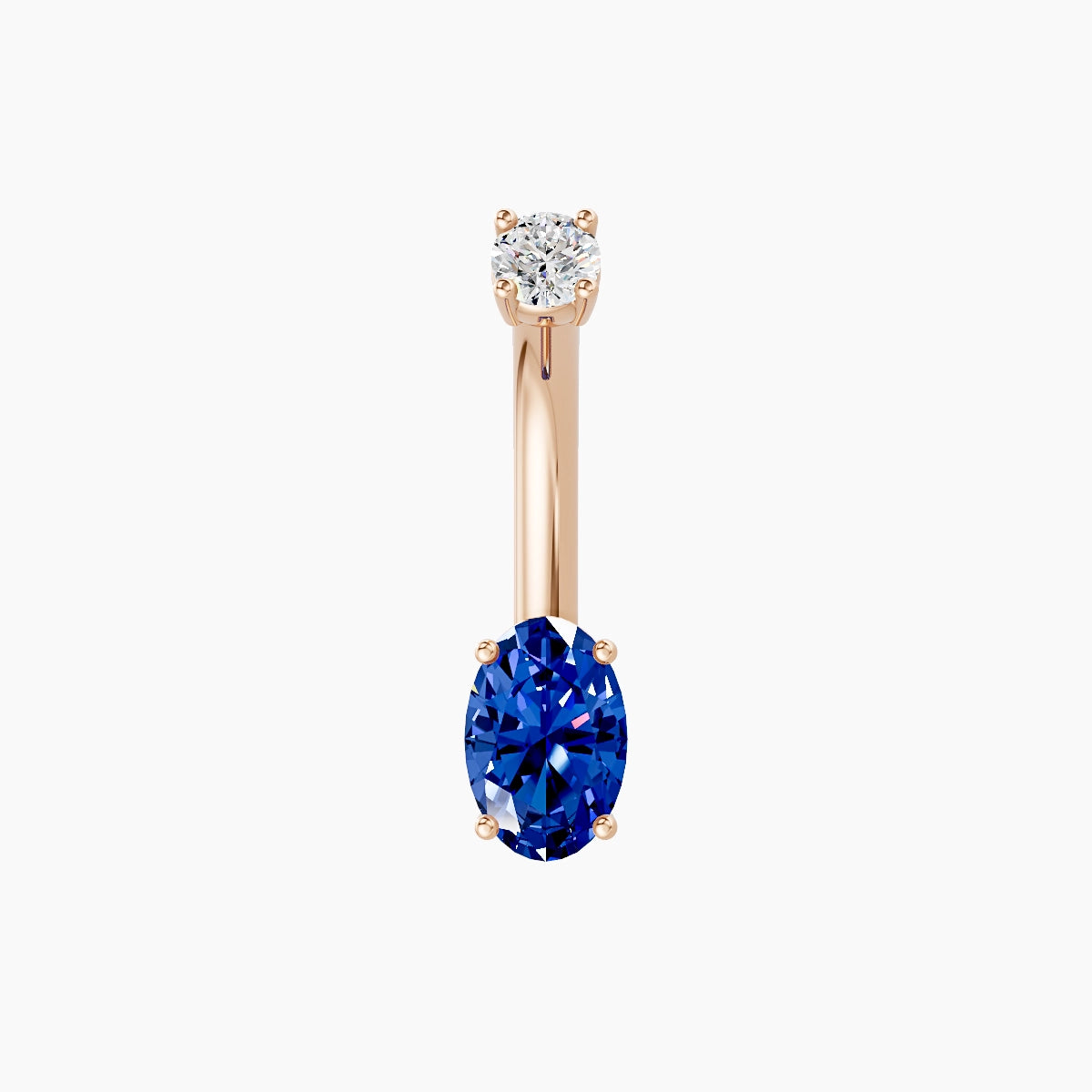 Nut | 18k Rose Gold 6 mm 8 mm Oval Sapphire & Diamond Belly Piercing