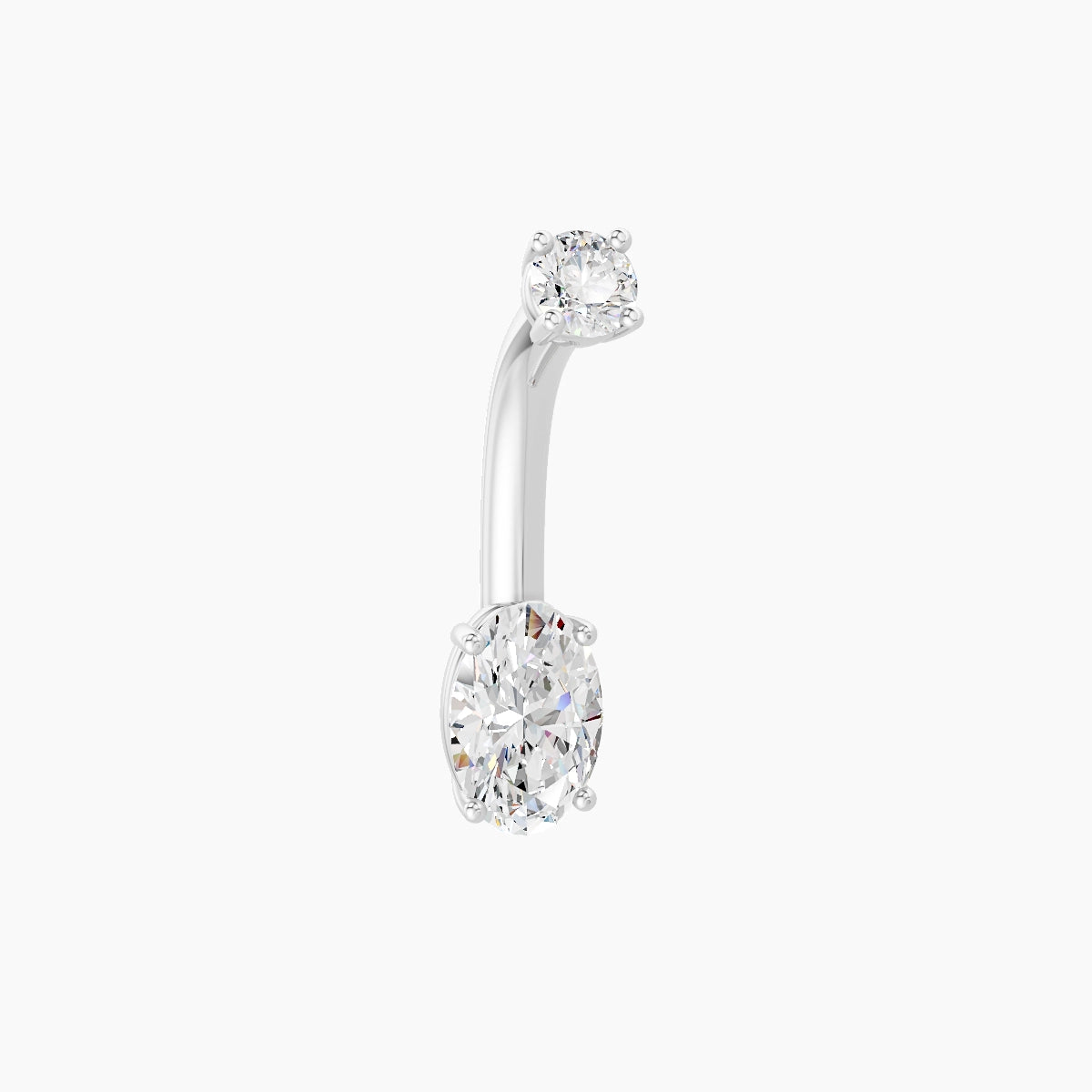 Nut | 18k White Gold 6 mm 8 mm Oval Diamond Belly Piercing