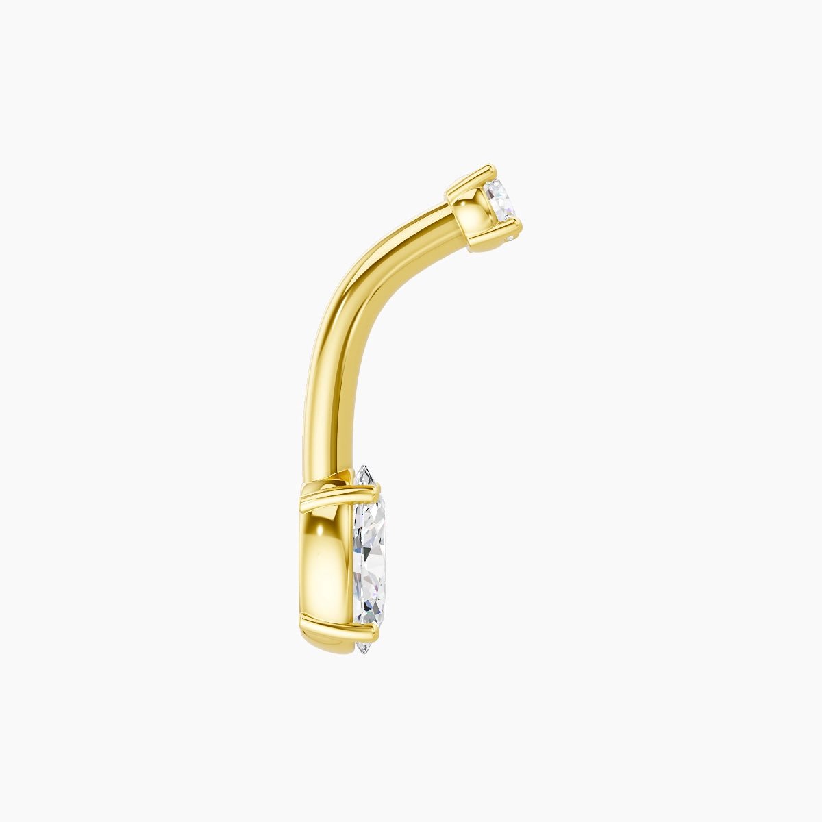 Nut | 18k Yellow Gold 6 mm 8 mm Oval Diamond Belly Piercing