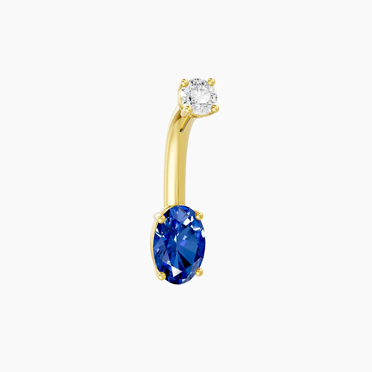 Nut | 18k Yellow Gold 6 mm 8 mm Oval Sapphire & Diamond Belly Piercing