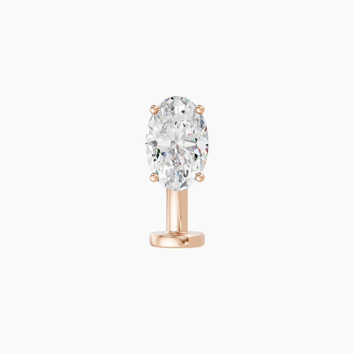 Nut | 18k Rose Gold 6 mm 8 mm Oval Diamond Floating Navel Piercing