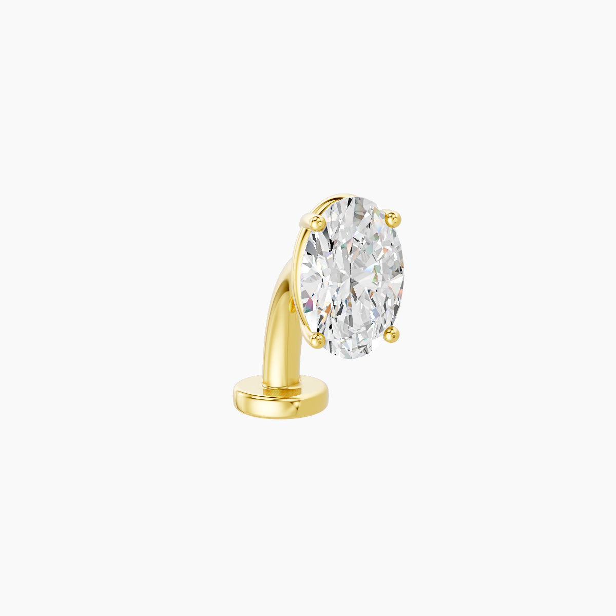 Nut | 18k Yellow Gold 6 mm 8 mm Oval Diamond Floating Navel Piercing