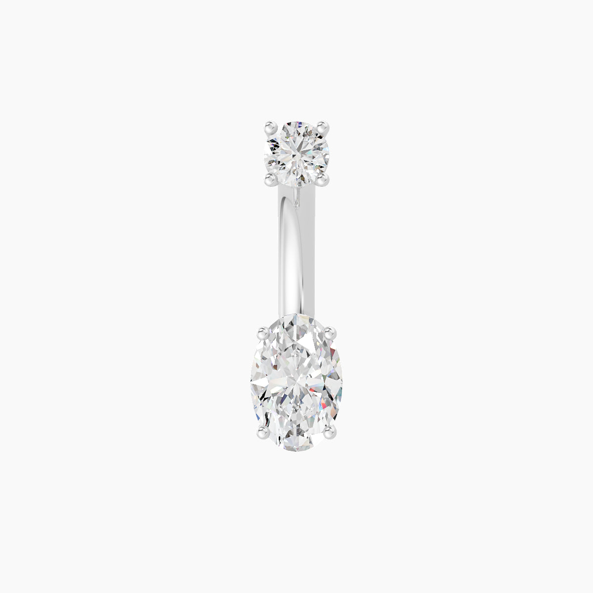 Nut | 18k White Gold 6 mm 8 mm Oval Diamond Navel Piercing