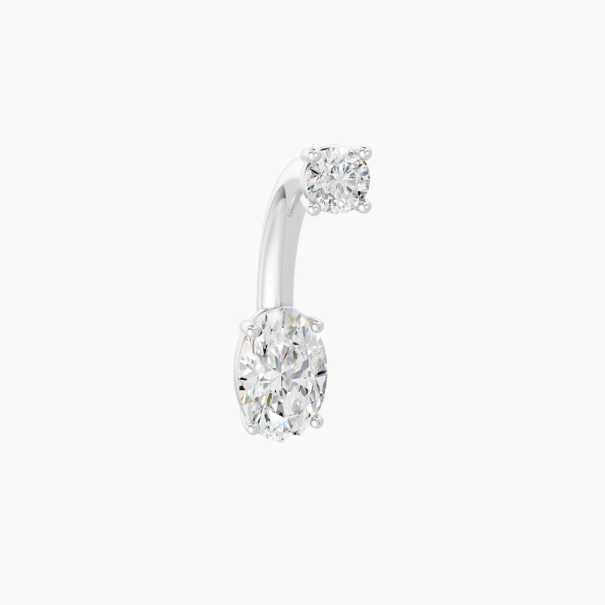 Nut | 18k White Gold 6 mm 8 mm Oval Diamond Navel Piercing