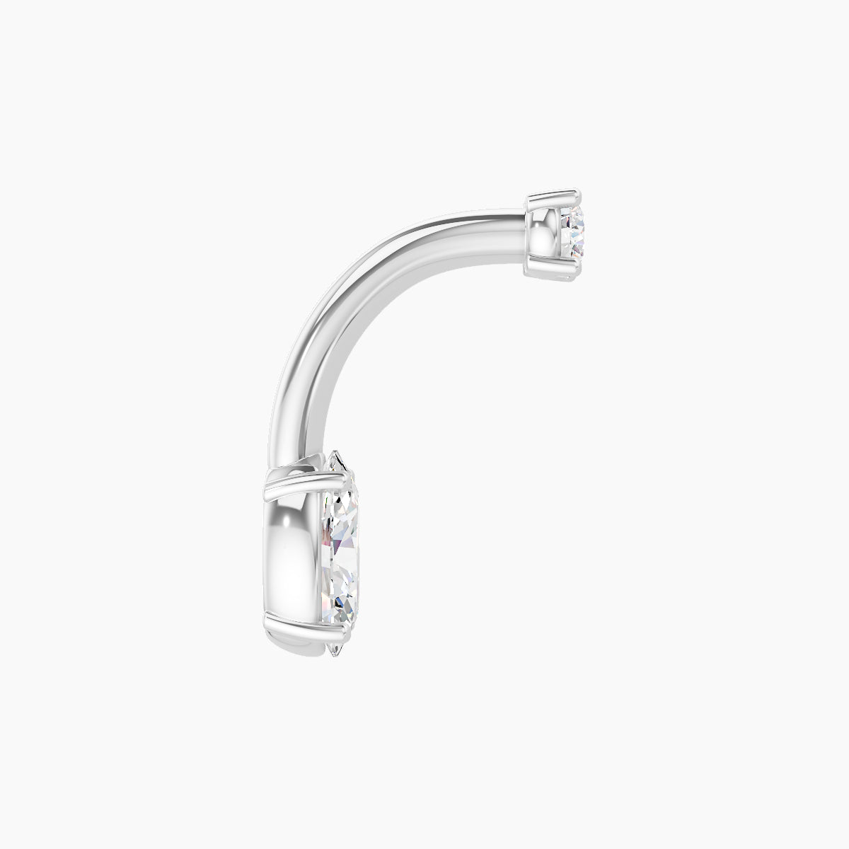 Nut | 18k White Gold 6 mm 8 mm Oval Diamond Navel Piercing