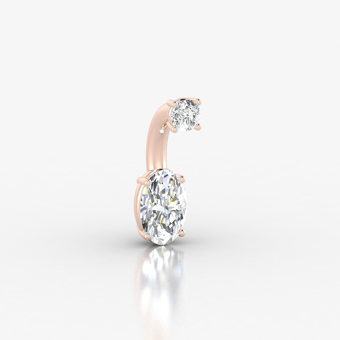 Nut | 18k Rose Gold 8 mm 6 mm Oval Diamond Navel Piercing