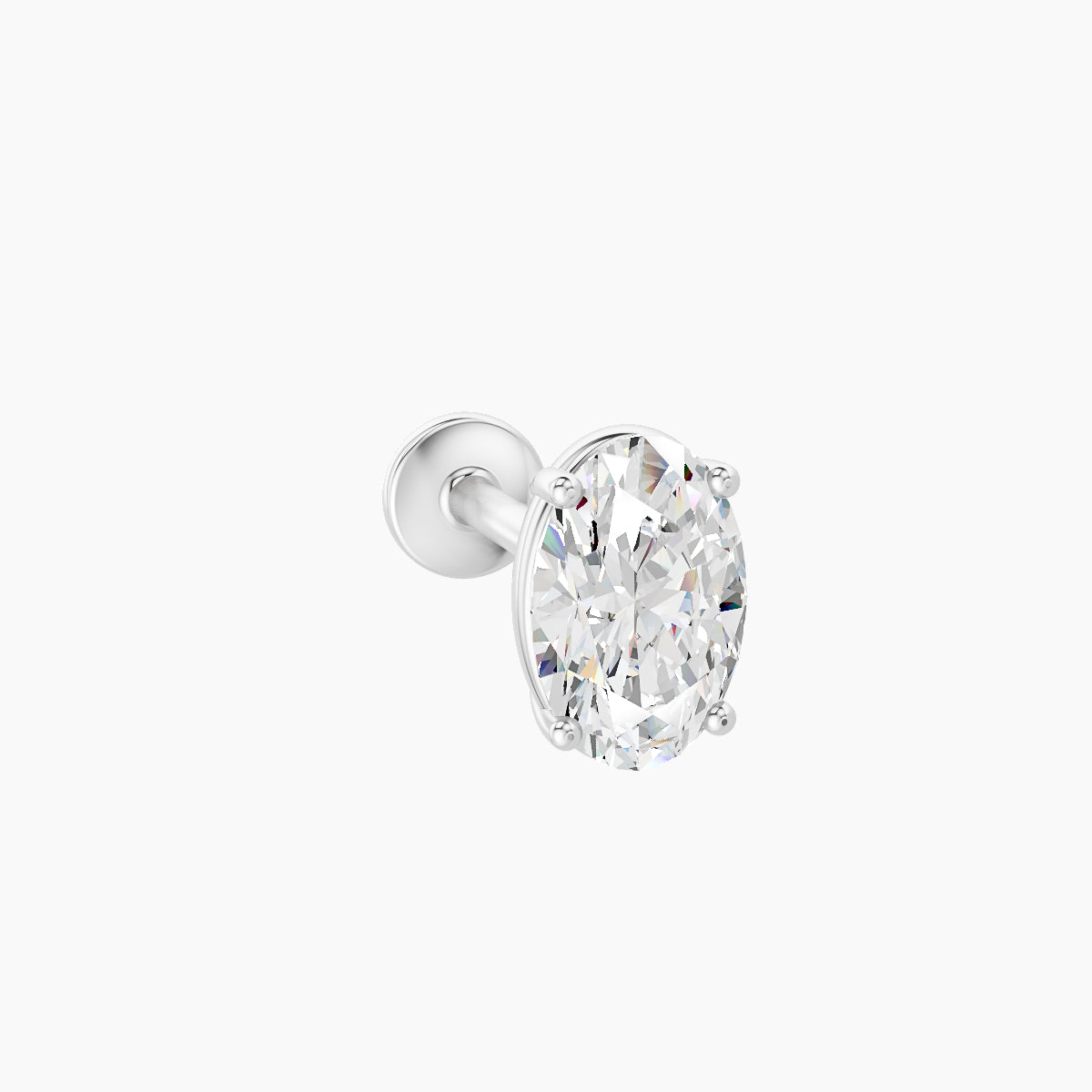Nut | 18k White Gold 6 mm 8 mm Oval Diamond Piercing