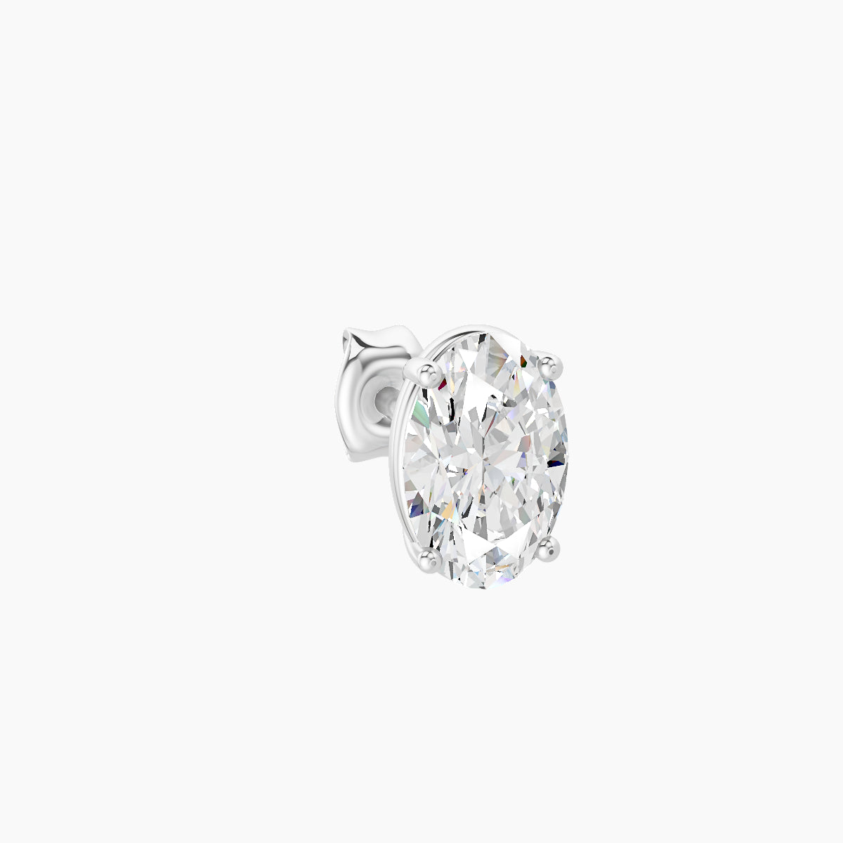 Nut | 18k White Gold 6 mm Oval Diamond Earring