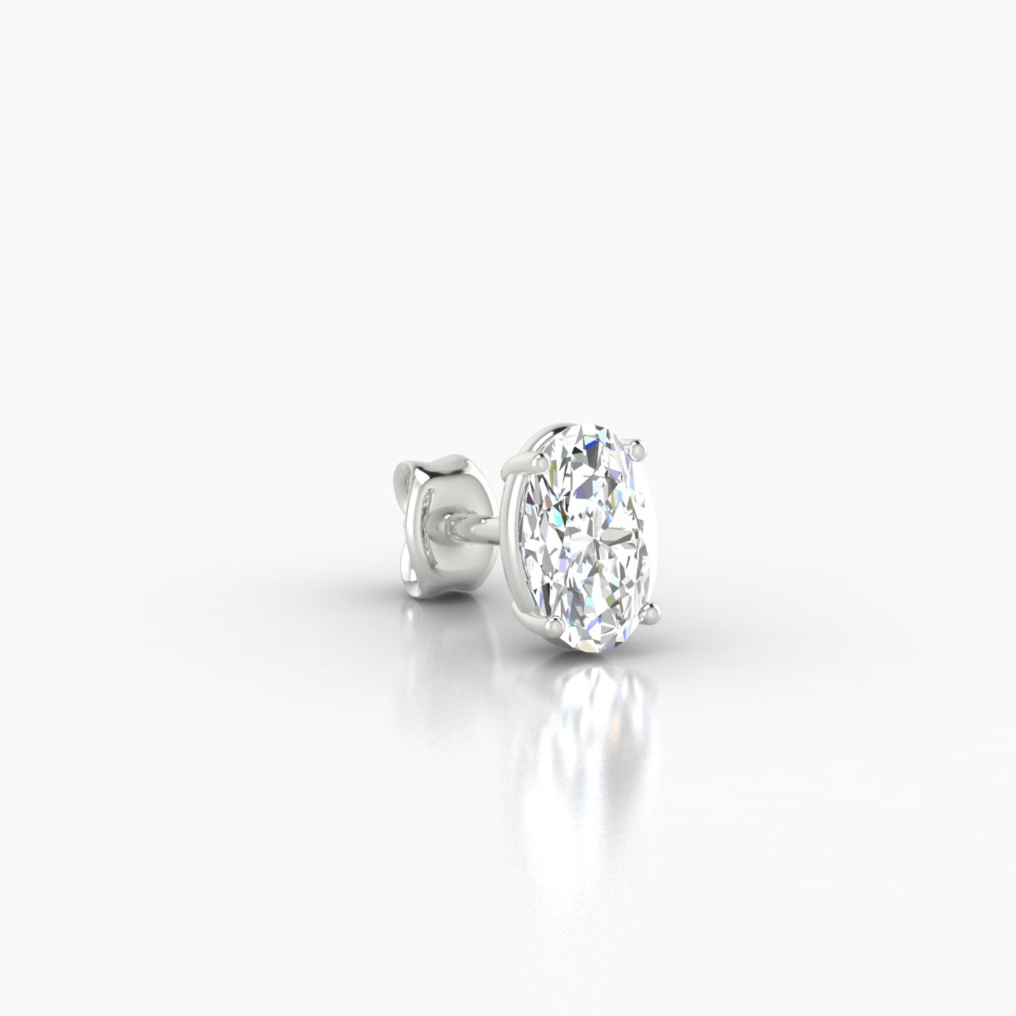 Nut | 18k White Gold 6 mm Oval Diamond Earring