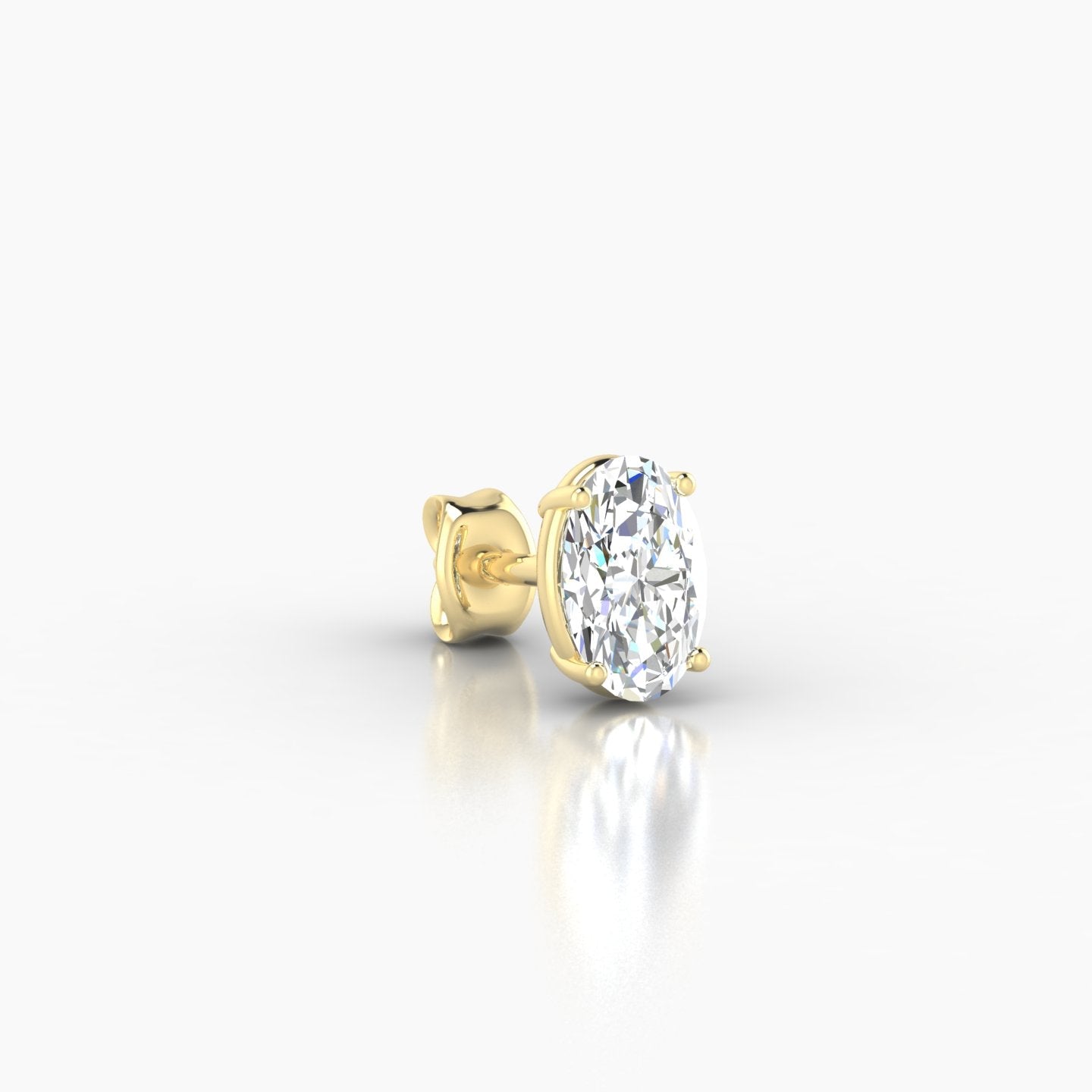 Nut | 18k Yellow Gold 6 mm Oval Diamond Earring