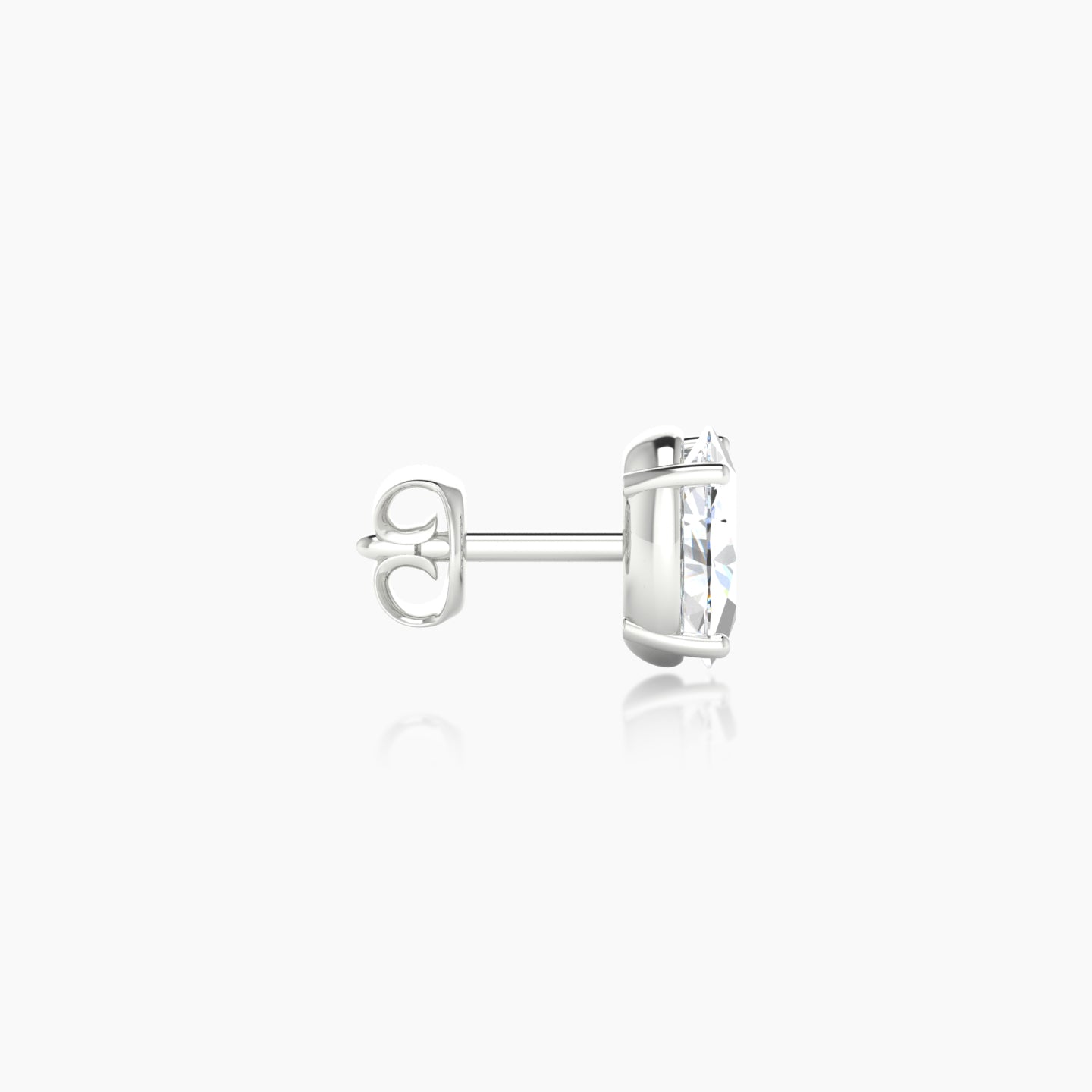 Nut | 18k White Gold 6 mm Oval Diamond Earring