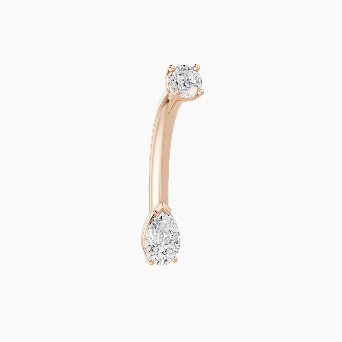 Nut | 18k Rose Gold 5.5 mm 10 mm Pear Diamond Belly Piercing