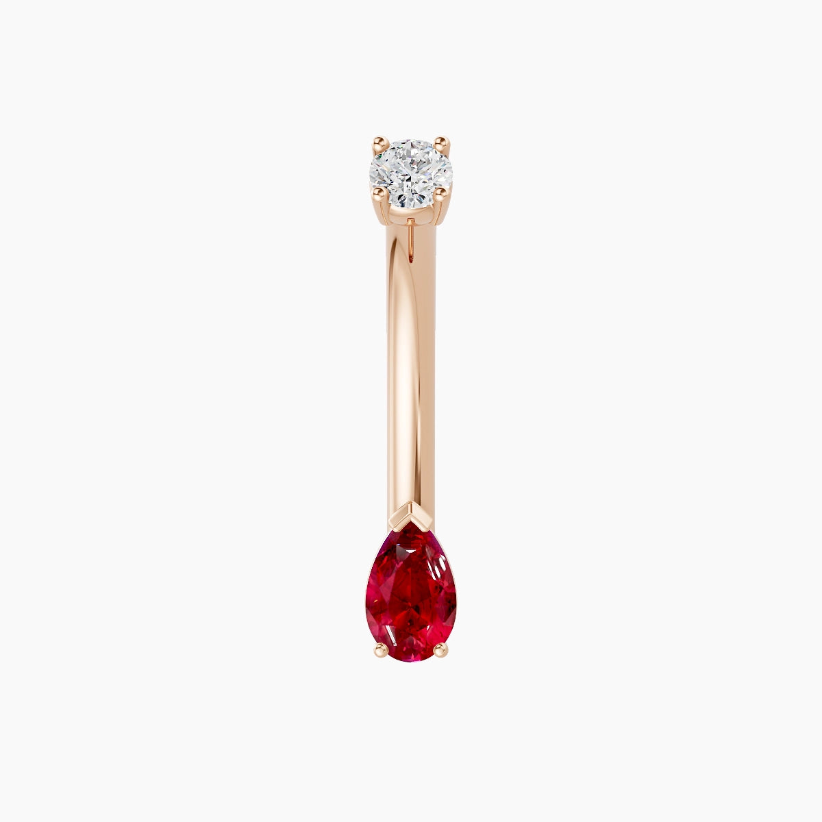Nut | 18k Rose Gold 5.5 mm 10 mm Pear Ruby & Diamond Belly Piercing