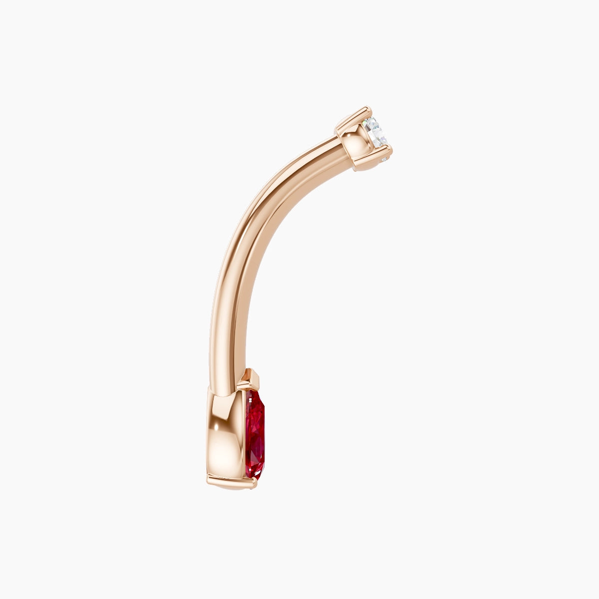 Nut | 18k Rose Gold 5.5 mm 10 mm Pear Ruby & Diamond Belly Piercing