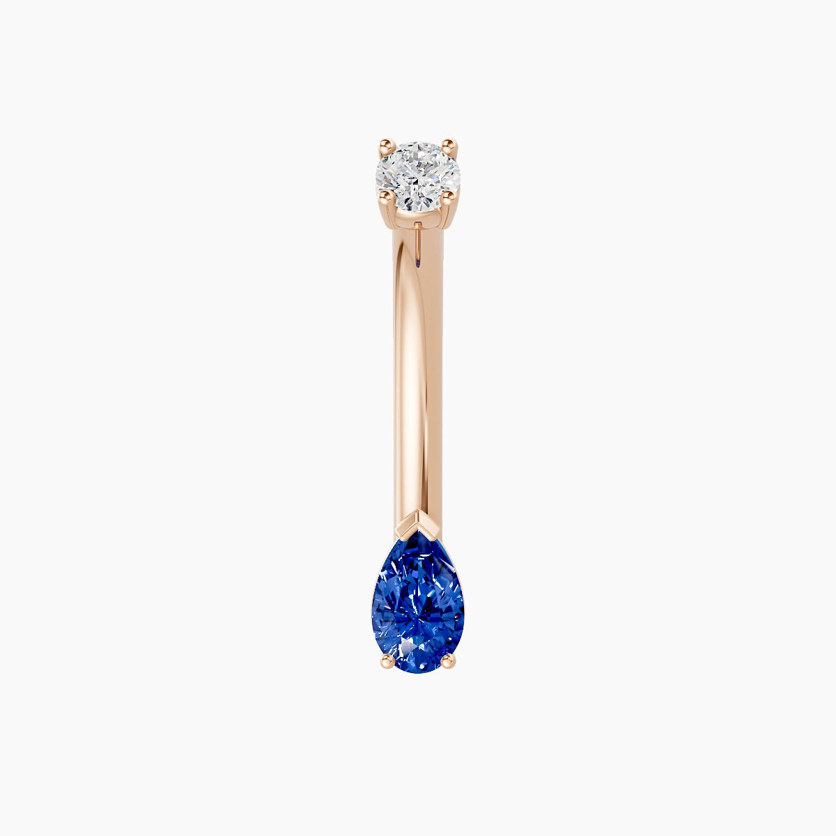 Nut | 18k Rose Gold 5.5 mm 10 mm Pear Sapphire & Diamond Belly Piercing