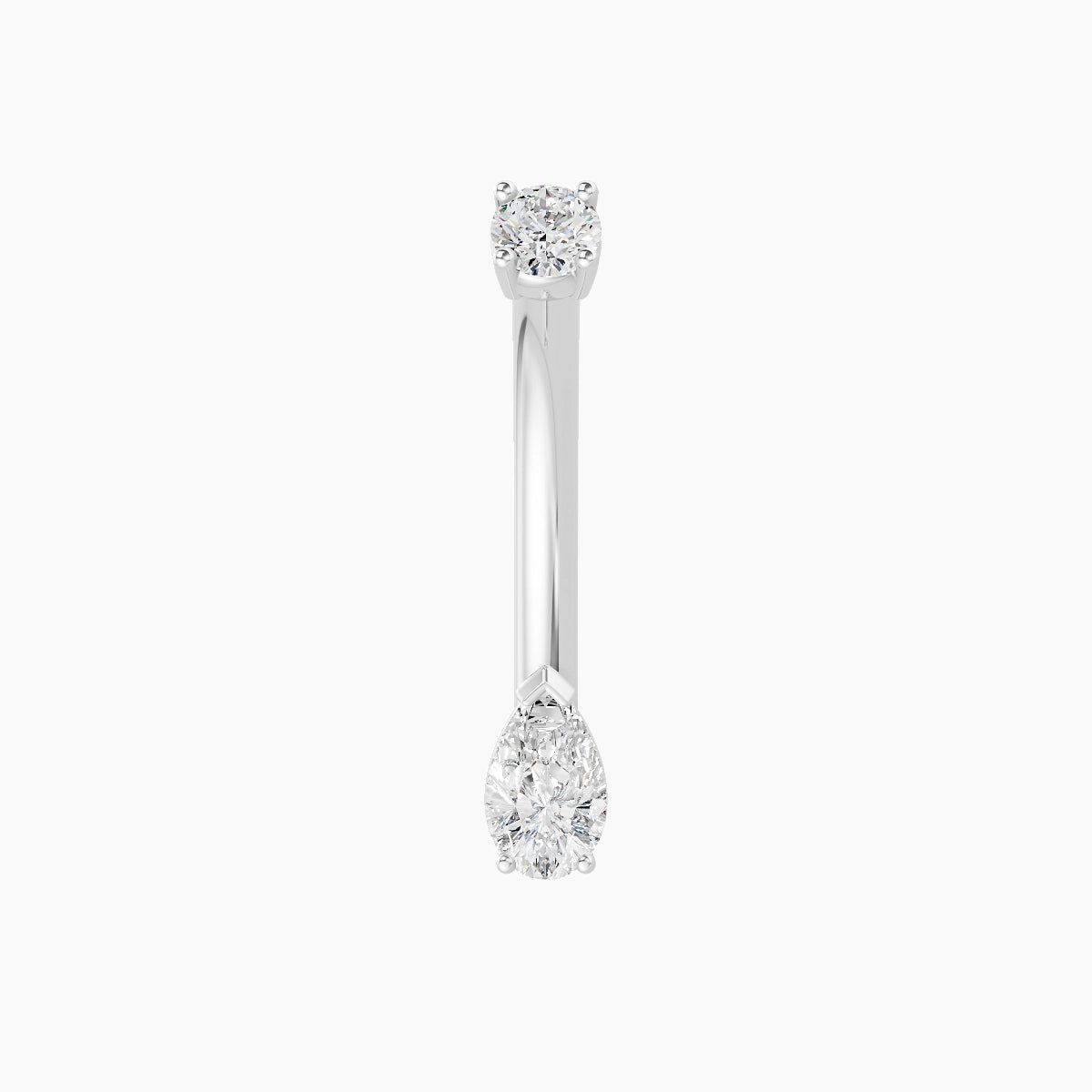 Nut | 18k White Gold 5.5 mm 10 mm Pear Diamond Belly Piercing