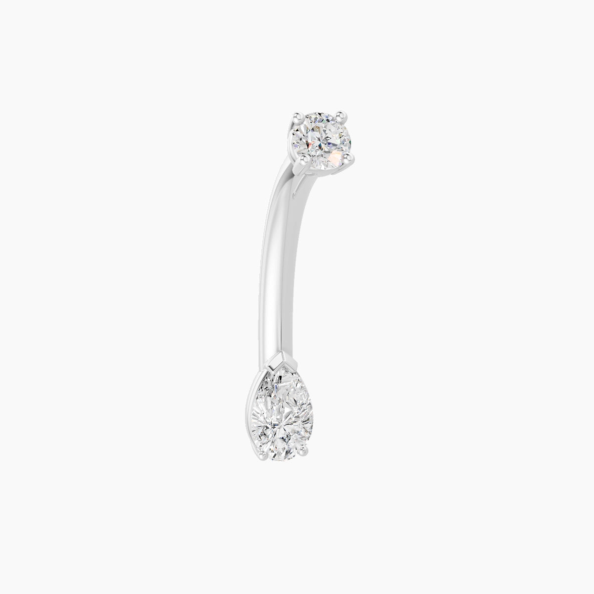 Nut | 18k White Gold 5.5 mm 10 mm Pear Diamond Belly Piercing