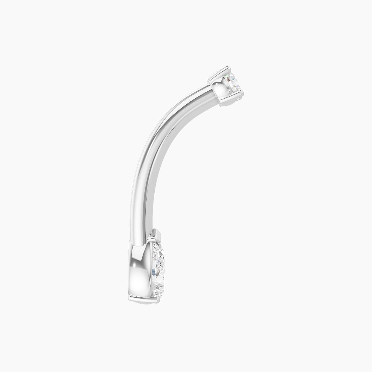 Nut | 18k White Gold 5.5 mm 10 mm Pear Diamond Belly Piercing