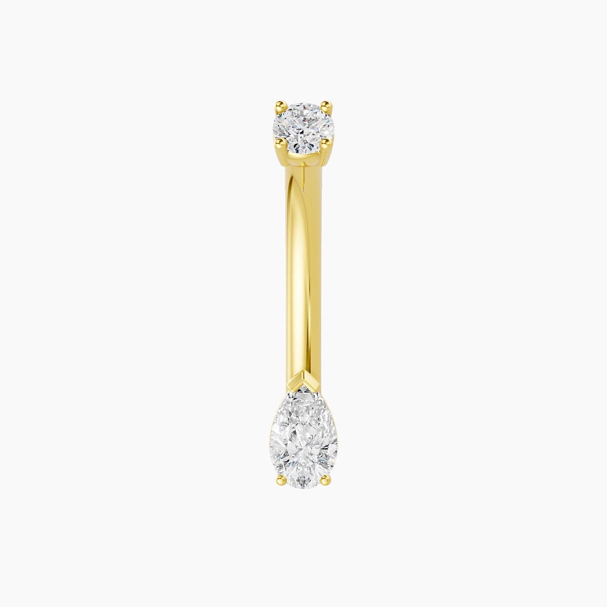 Nut | 18k Yellow Gold 5.5 mm 10 mm Pear Diamond Belly Piercing