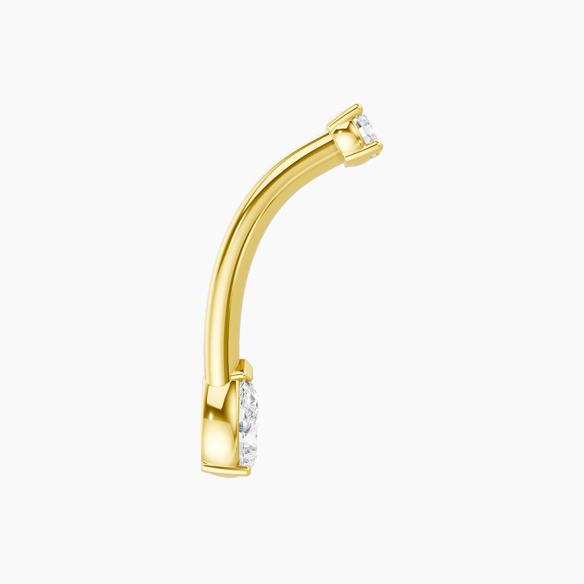 Nut | 18k Yellow Gold 5.5 mm 10 mm Pear Diamond Belly Piercing