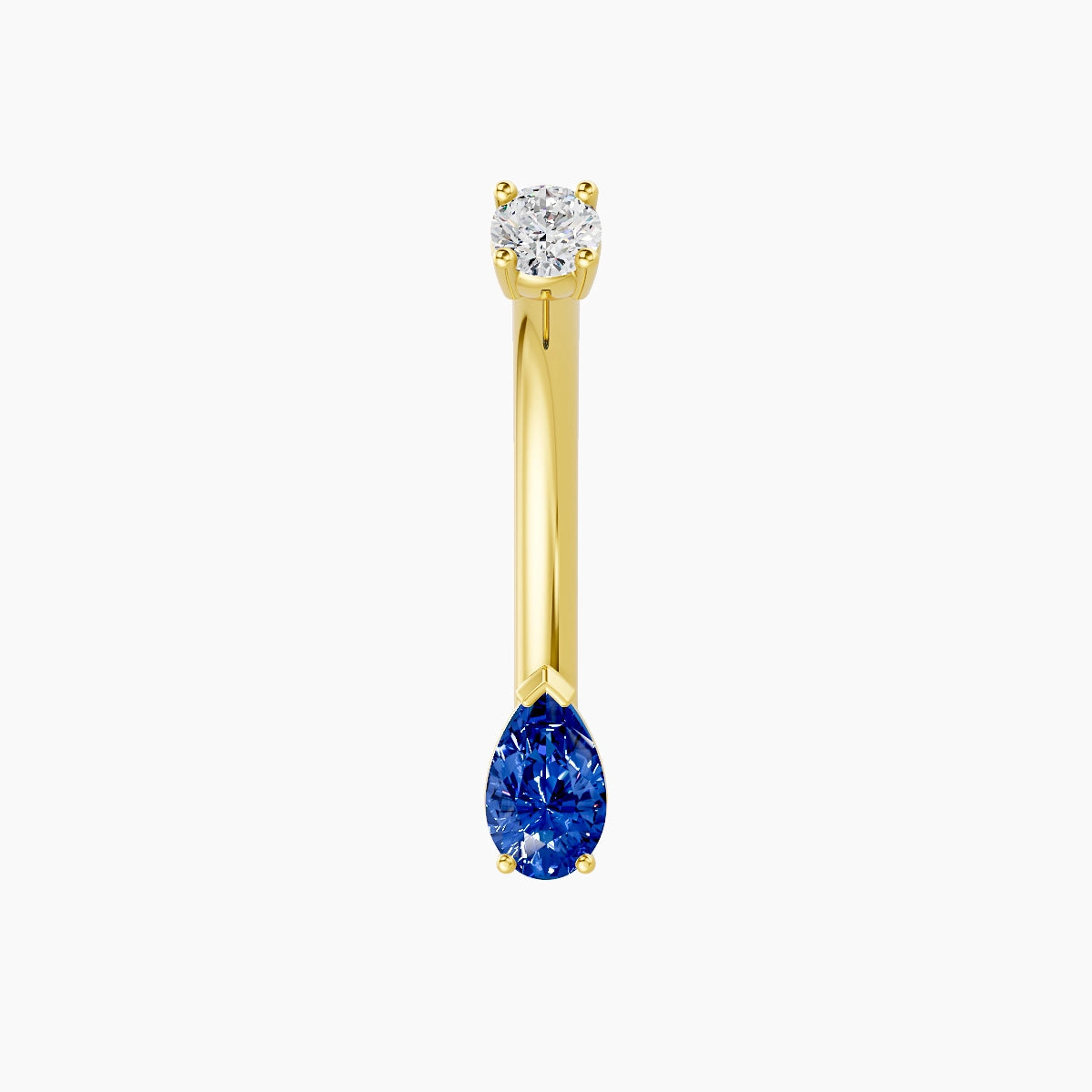 Nut | 18k Yellow Gold 5.5 mm 10 mm Pear Sapphire & Diamond Belly Piercing
