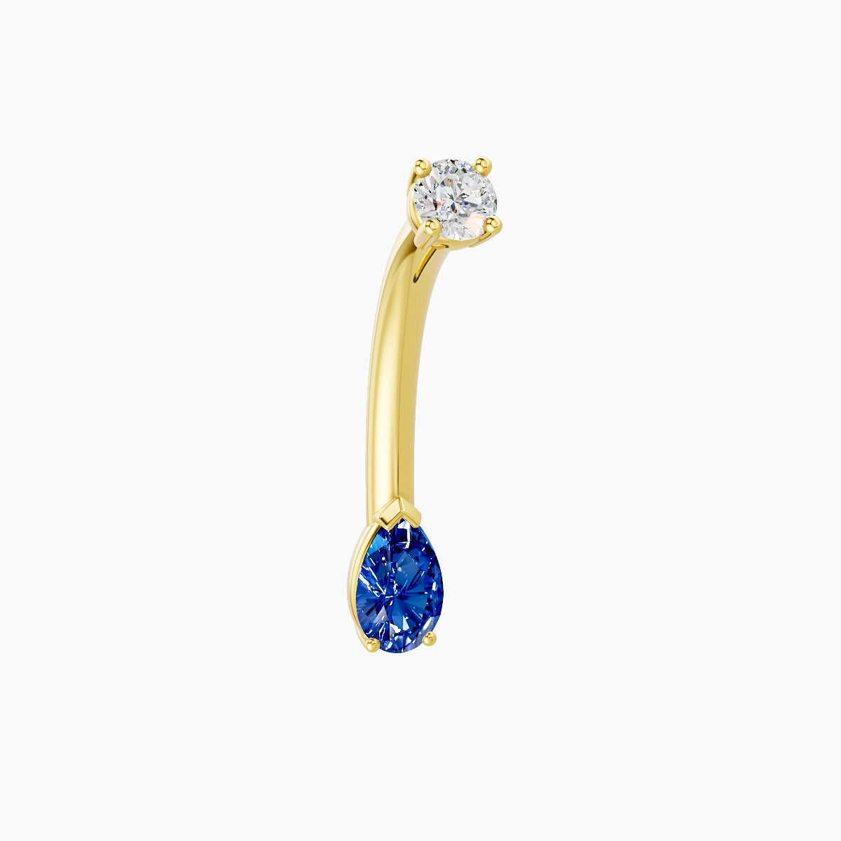 Nut | 18k Yellow Gold 5.5 mm 10 mm Pear Sapphire & Diamond Belly Piercing