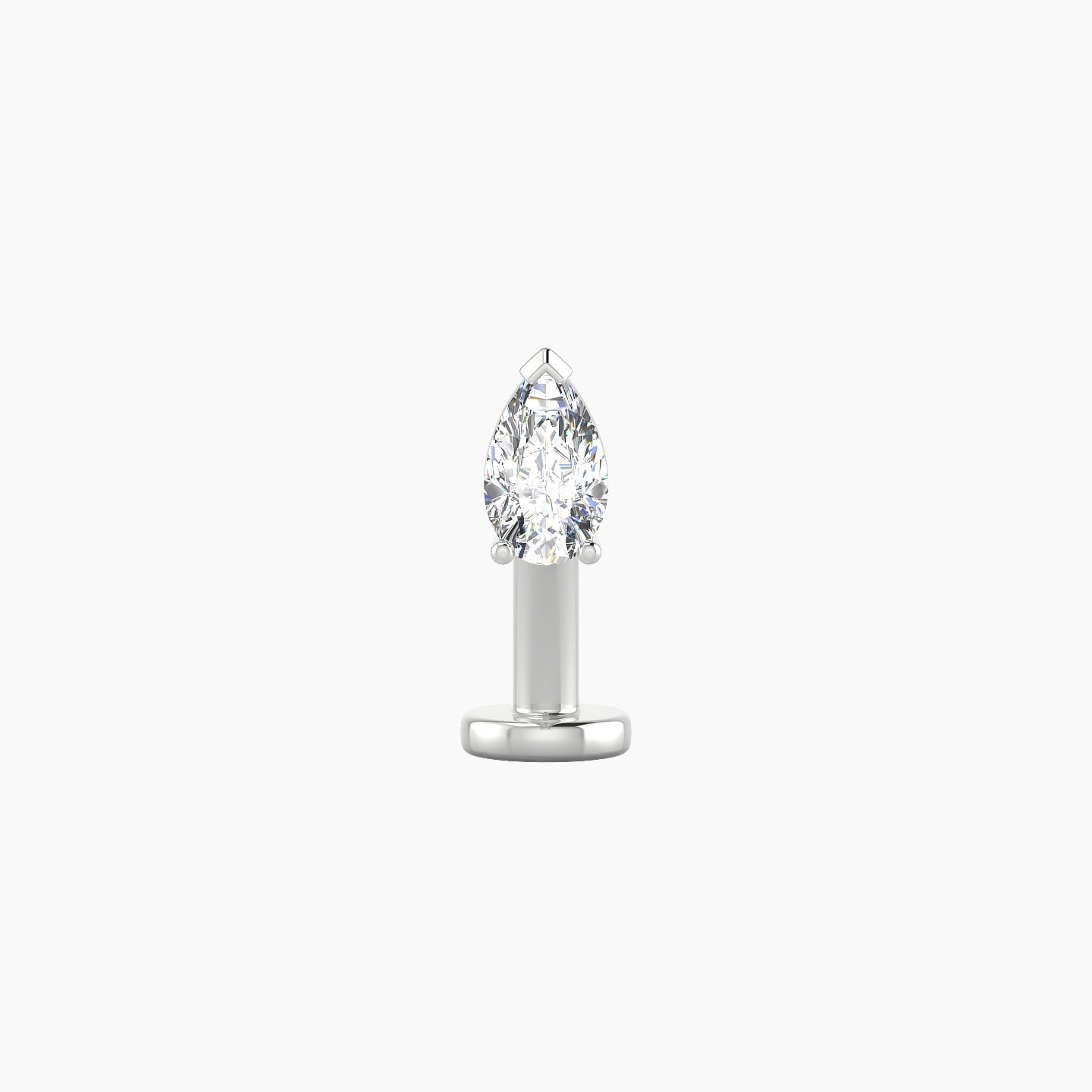 Nut | 18k White Gold 5.5 mm 10 mm Pear Diamond Floating Navel Piercing