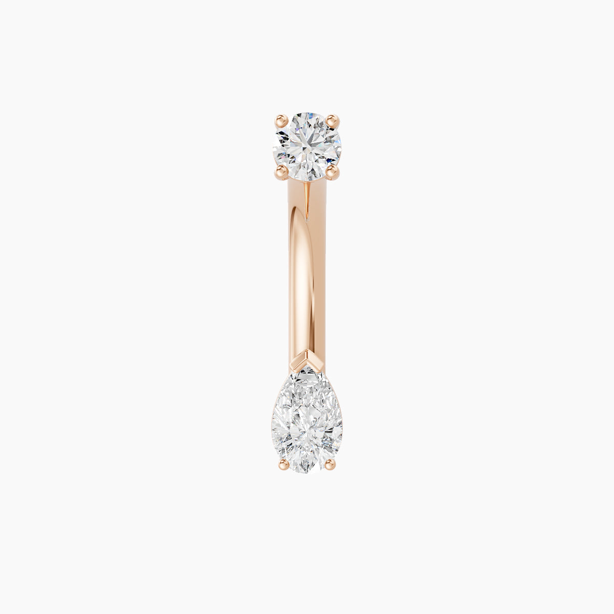 Nut | 18k Rose Gold 5.5 mm 10 mm Pear Diamond Navel Piercing