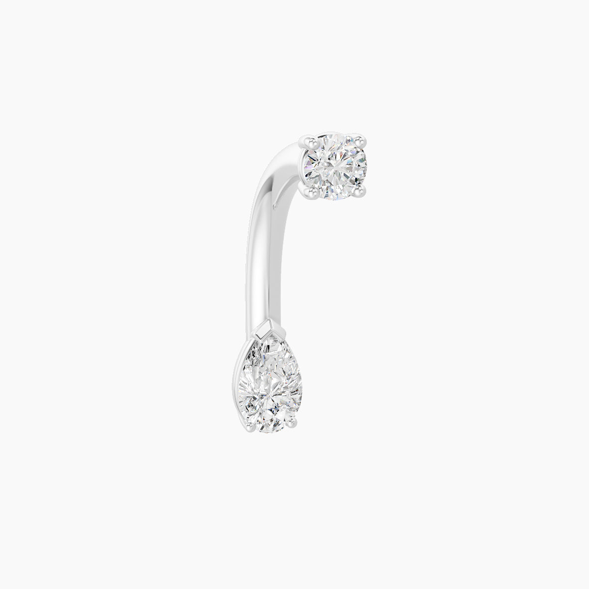 Nut | 18k White Gold 5.5 mm 10 mm Pear Diamond Navel Piercing