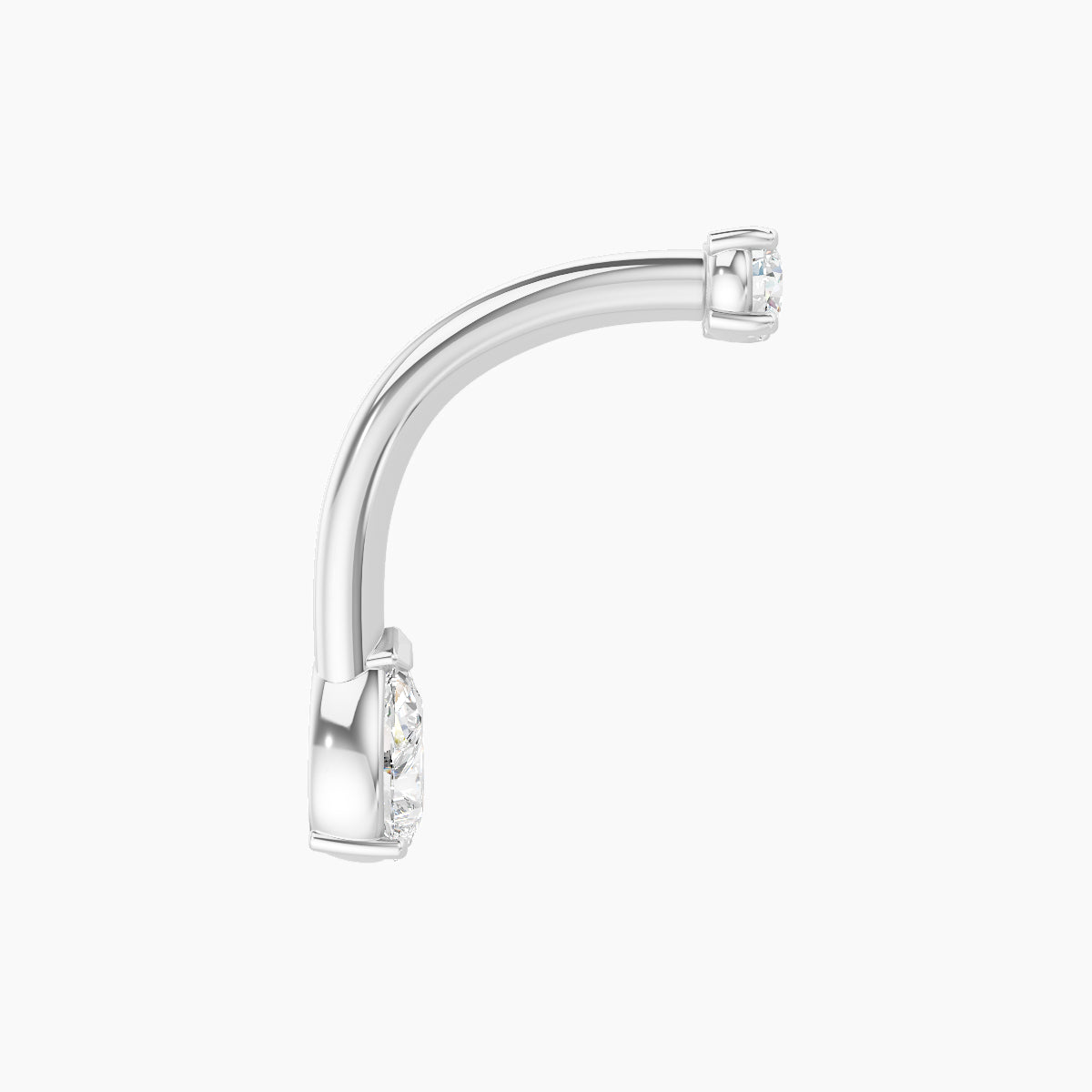 Nut | 18k White Gold 5.5 mm 10 mm Pear Diamond Navel Piercing