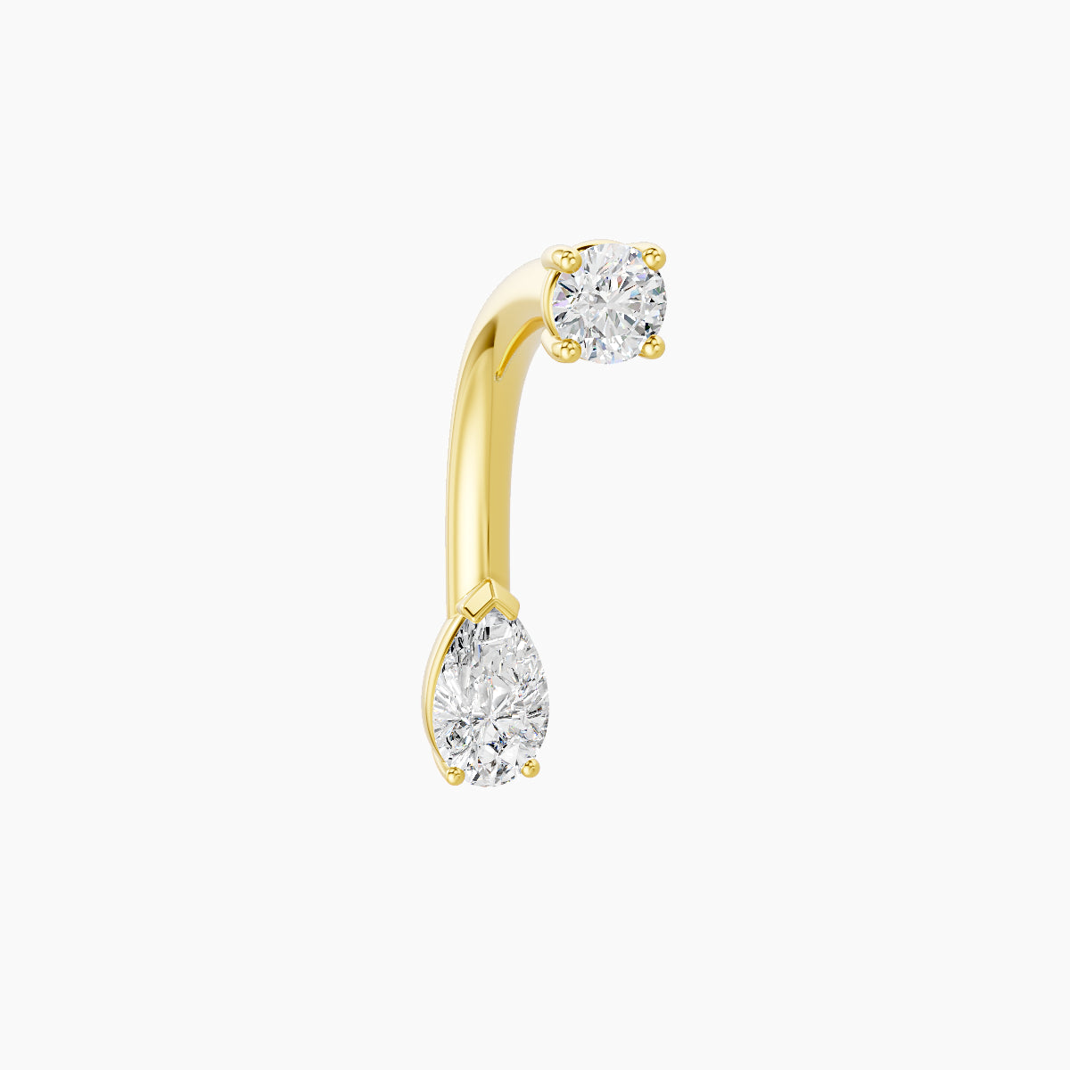 Nut | 18k Yellow Gold 5.5 mm 10 mm Pear Diamond Navel Piercing