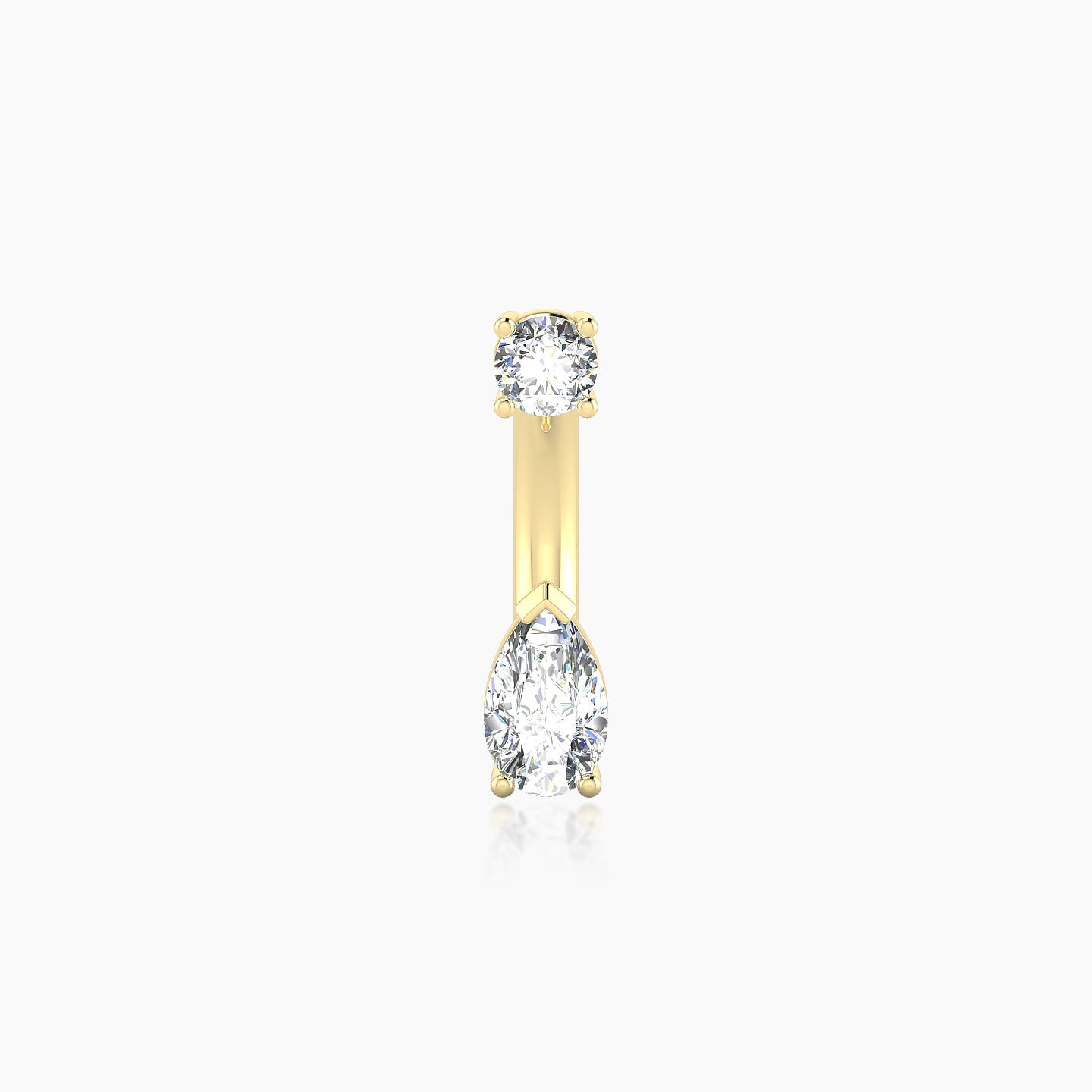 Nut | 18k Yellow Gold 10 mm 5.5 mm Pear Diamond Navel Piercing
