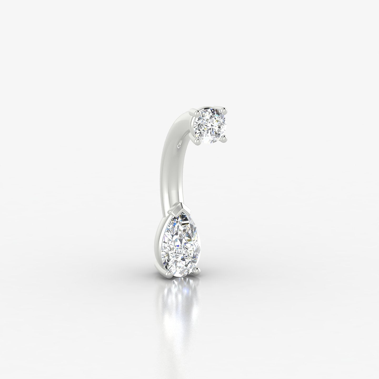 Nut | 18k White Gold 10 mm 5.5 mm Pear Diamond Navel Piercing