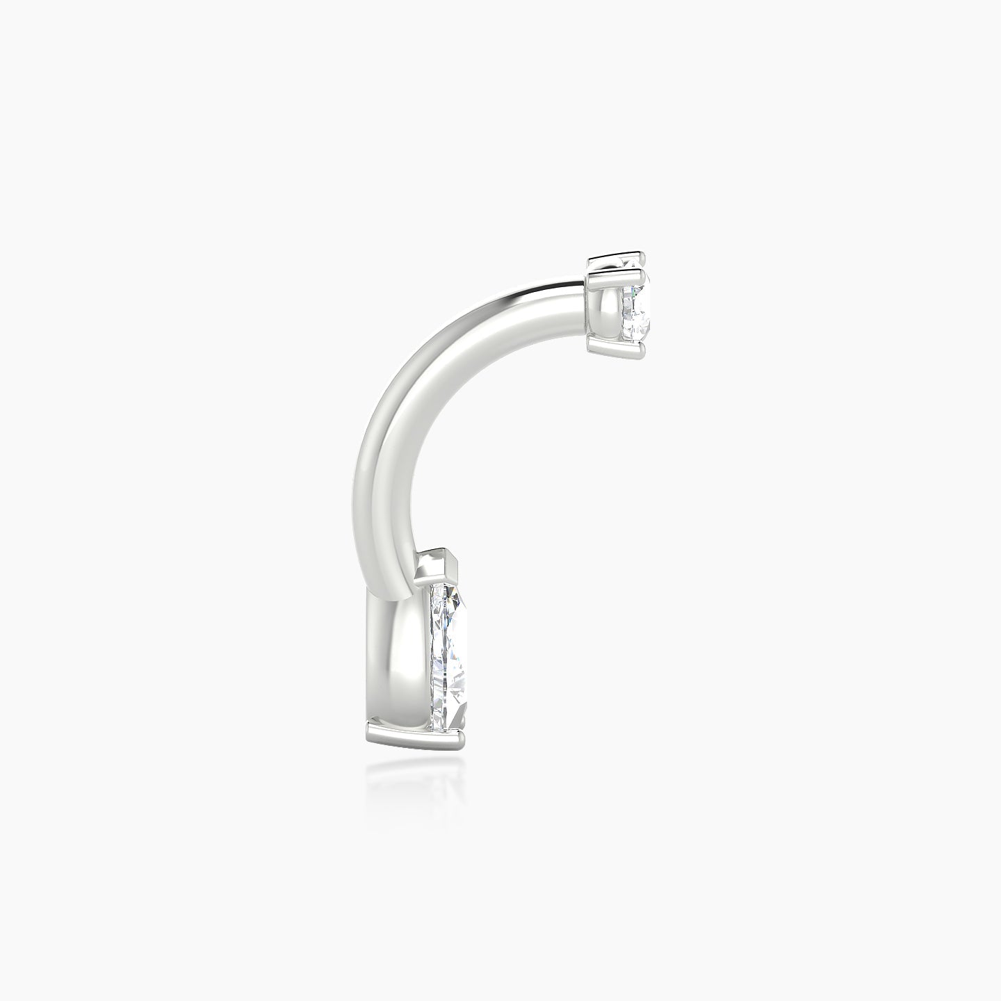 Nut | 18k White Gold 10 mm 5.5 mm Pear Diamond Navel Piercing