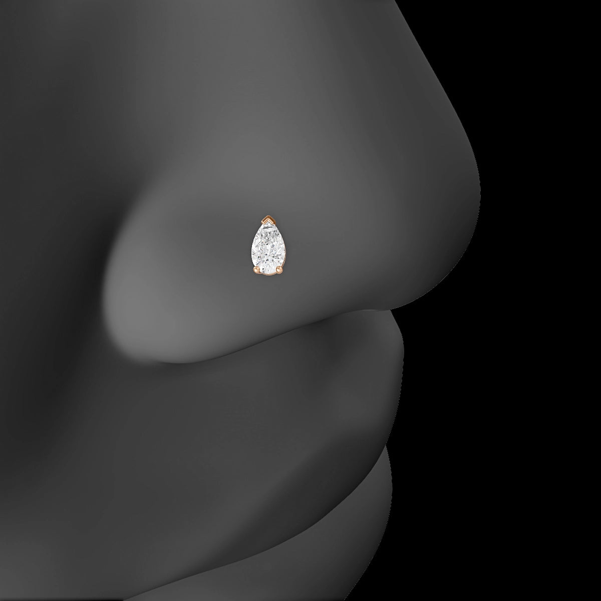 Nut | 18k Rose Gold 5.5 mm 5 mm Pear Diamond Nose Piercing