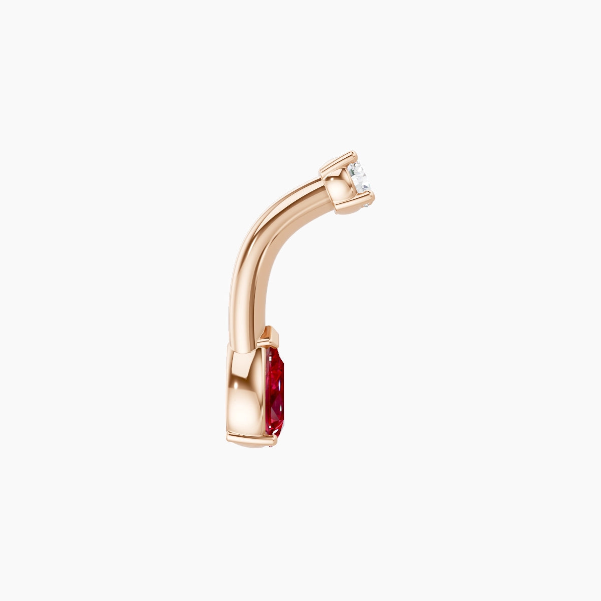 Nut | 18k Rose Gold 5.5 mm 6 mm Pear Ruby & Diamond Belly Piercing