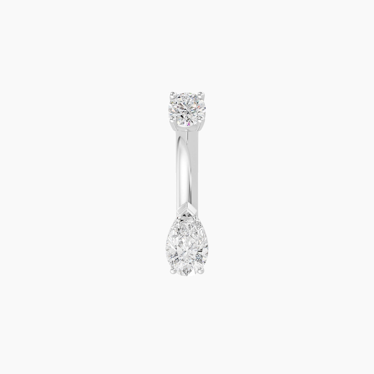 Nut | 18k White Gold 5.5 mm 6 mm Pear Diamond Belly Piercing