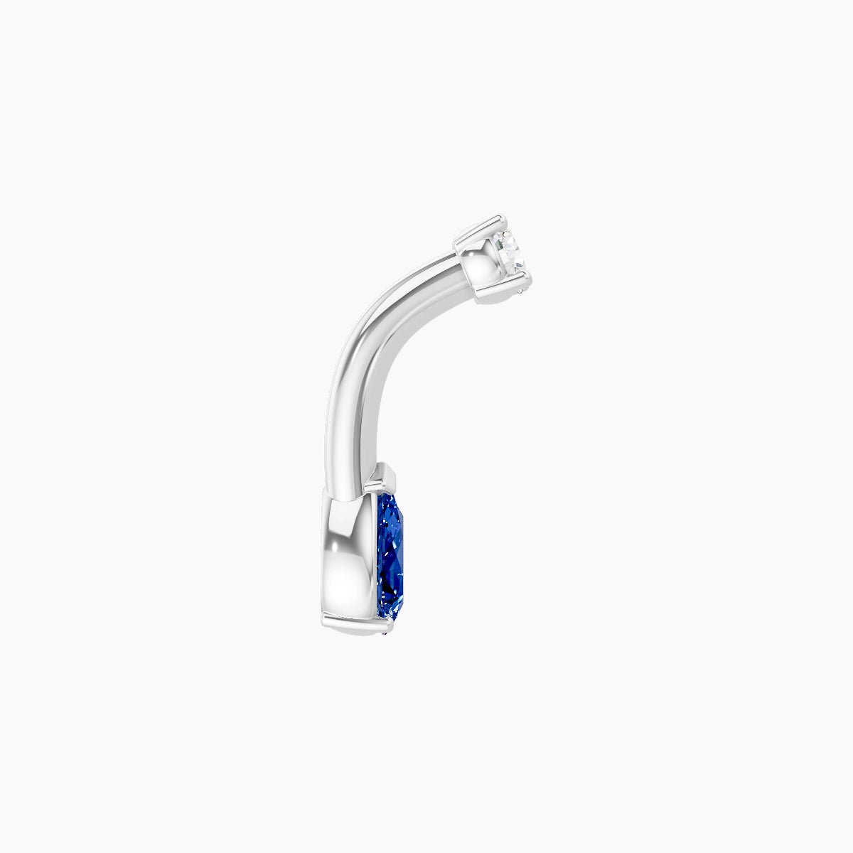 Nut | 18k White Gold 5.5 mm 6 mm Pear Sapphire & Diamond Belly Piercing