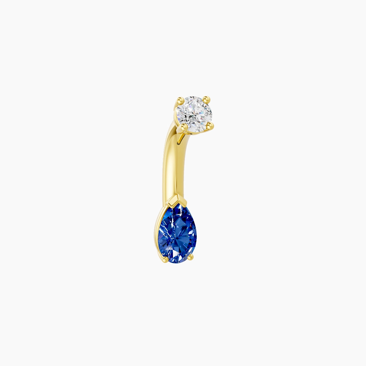 Nut | 18k Yellow Gold 5.5 mm 6 mm Pear Sapphire & Diamond Belly Piercing