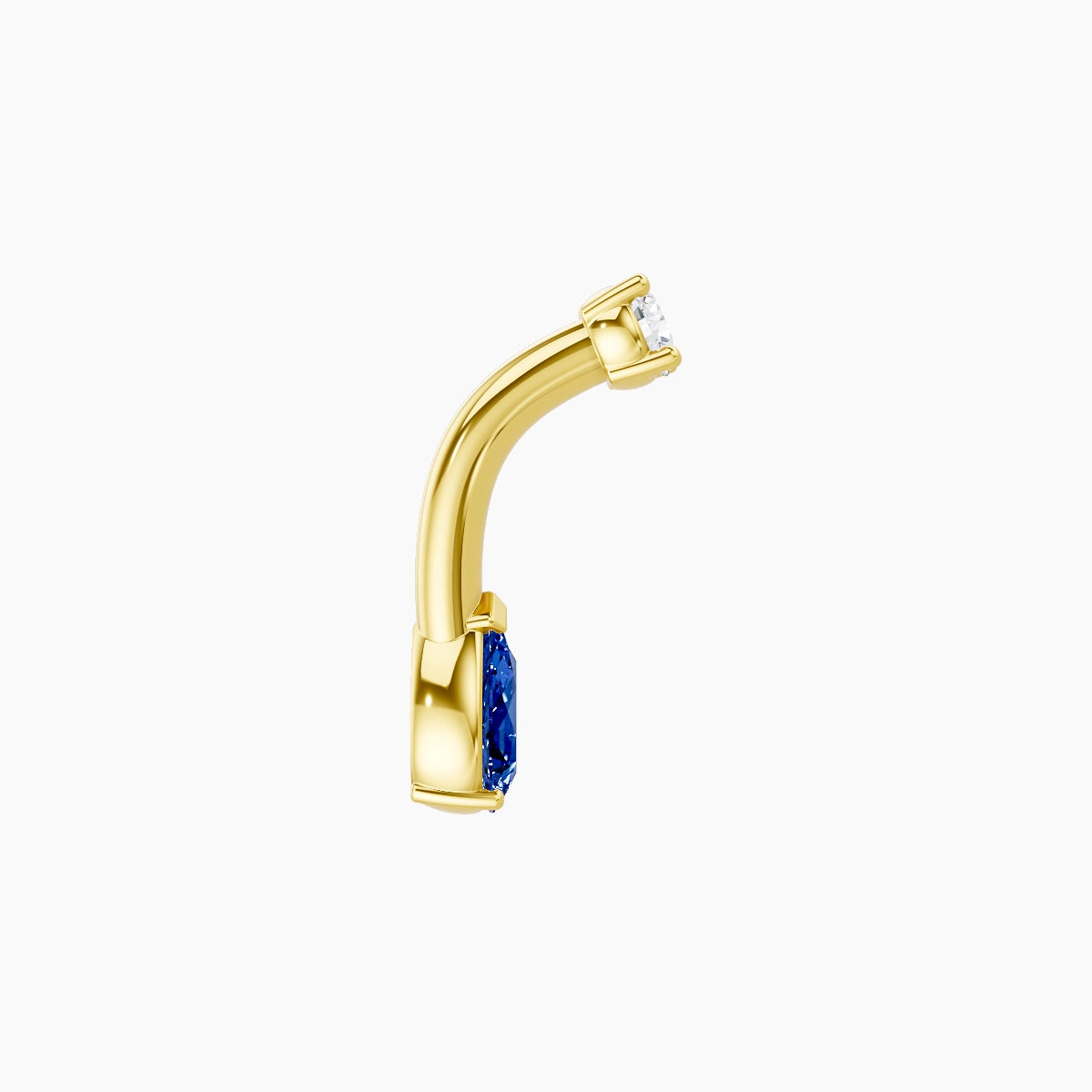 Nut | 18k Yellow Gold 5.5 mm 6 mm Pear Sapphire & Diamond Belly Piercing