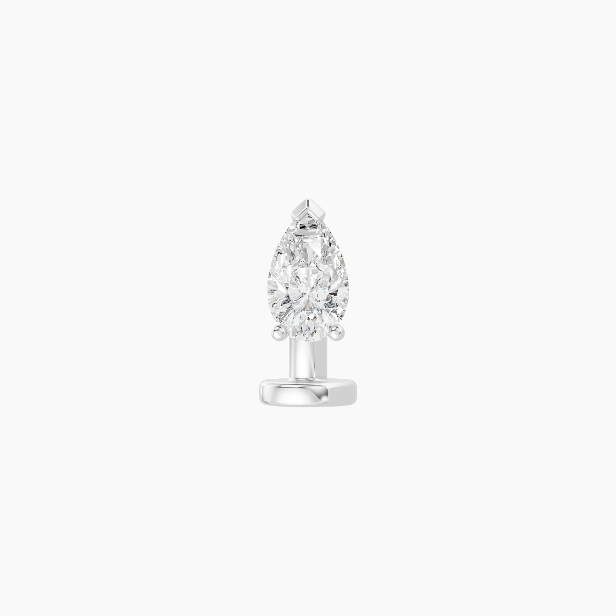 Nut | 18k White Gold 5.5 mm 6 mm Pear Diamond Floating Navel Piercing